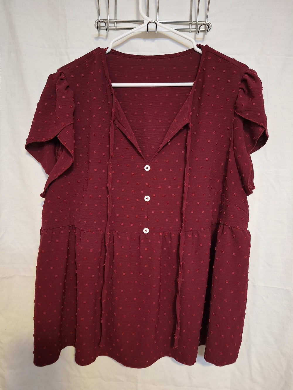 SHEIN Women's Burgundy Faux Button-Front Tunic Size 2XL